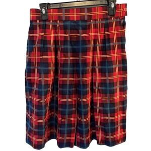 Susan Bristol Shorts High Rise Pleated Size 14 Rayon Plaid Academia Vintage 90's